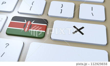 Kenya National Flag and Cross or No Button 3D Illustration Kenya National Flag and Cross or No Button 3D Illustration 112929838