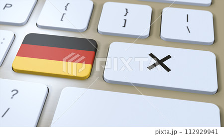 Germany National Flag and Cross or No Button 3D Illustration 112929941