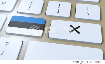 Estonia National Flag and Cross or No Button 3D Illustration 112929965