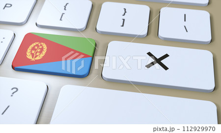 Eritrea National Flag and Cross or No Button 3D Illustration 112929970
