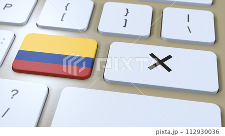 Colombia National Flag and Cross or No Button 3D Illustration 112930036