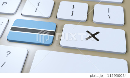 Botswana National Flag and Cross or No Button 3D Illustration Botswana National Flag and Cross or No Button 3D Illustration 112930084
