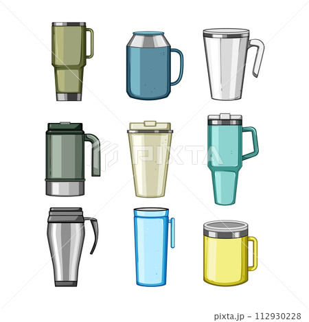 thermos cup set cartoon vector illustration thermos cup set cartoon vector illustration 112930228