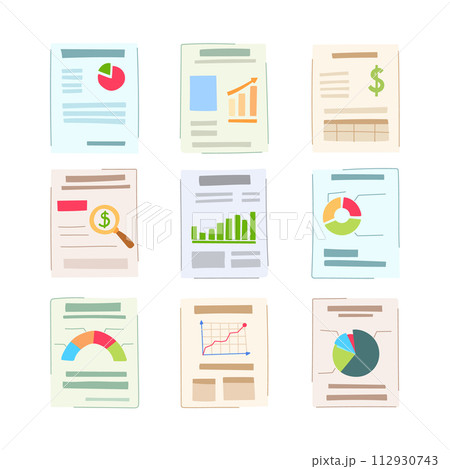 financial report set cartoon vector illustration 112930743