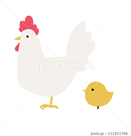 にわとりとひよこのイラスト にわとりとひよこのイラスト 112931706