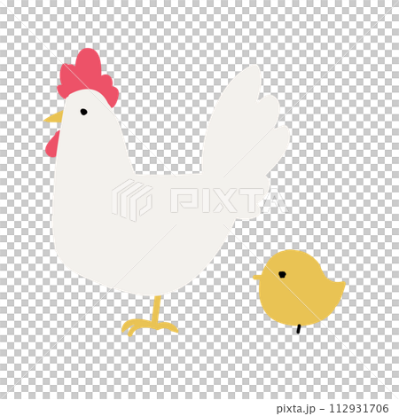 にわとりとひよこのイラスト にわとりとひよこのイラスト 112931706