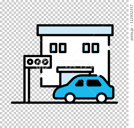 自動車教習所　アイコン【建物シリーズ】 112932357