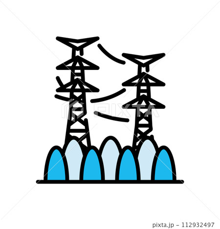 送電線　高圧電線　アイコン【建物シリーズ】 112932497