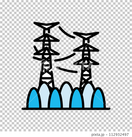 送電線　高圧電線　アイコン【建物シリーズ】 112932497