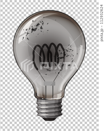 Illustration of a charred light bulb 112932624