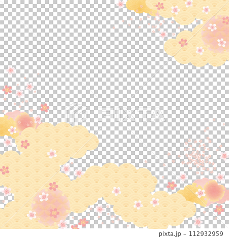 Background material-Japanese pattern cherry blossoms 2024-17 112932959