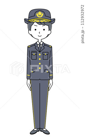 きをつけ　陸上自衛隊（冬制服）のイラスト 112932972