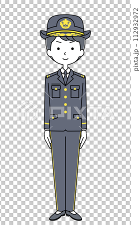 きをつけ　陸上自衛隊（冬制服）のイラスト 112932972