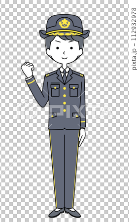 ガッツポーズ 陸上自衛隊(冬制服)のイラスト ガッツポーズ 陸上自衛隊(冬制服)のイラスト 112932978