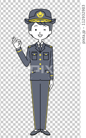 OKサイン　陸上自衛隊（冬制服）のイラスト 112932983