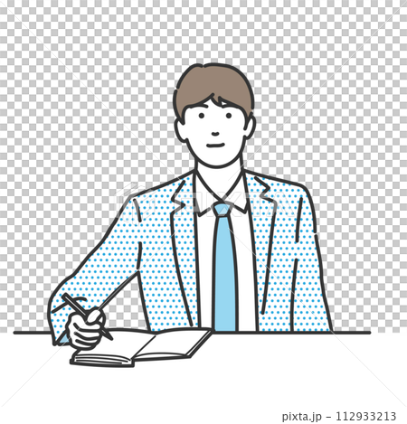商人寫文檔的插畫白色背景,白色背景,無背景向量素材 112933213