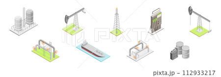 Oil Petroleum Industry with Fuel Extraction Vector Set 112933217