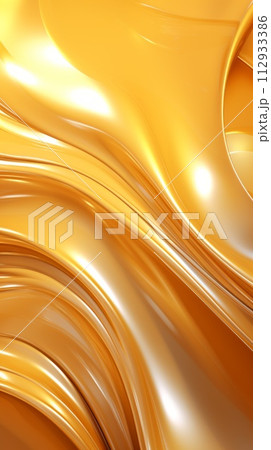 3D rendering of smooth liquid gold surface with waves and ripples 112933386