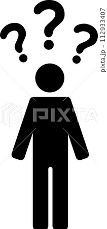 考える人　ピクトグラム　はてなマーク　疑問	 112933407