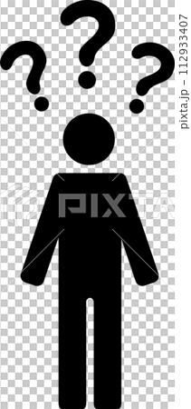 考える人　ピクトグラム　はてなマーク　疑問	 112933407