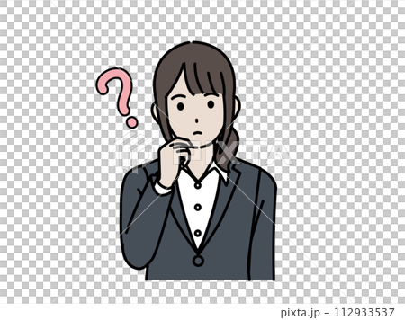 Illustration of a female office worker wondering and thinking 112933537