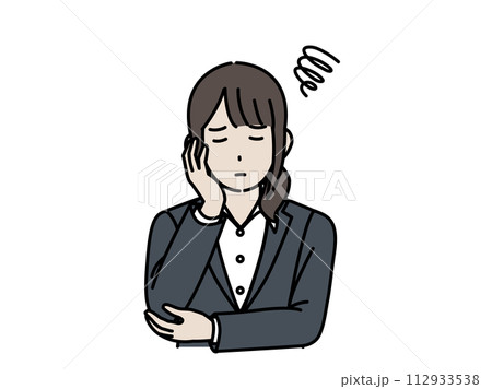 困った表情をした女性会社員のイラスト 困った表情をした女性会社員のイラスト 112933538