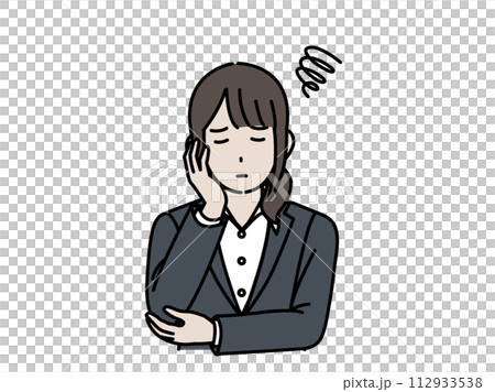 困った表情をした女性会社員のイラスト 困った表情をした女性会社員のイラスト 112933538