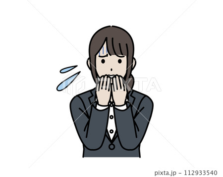 困った表情をした女性会社員のイラスト 困った表情をした女性会社員のイラスト 112933540