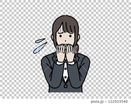 Illustration of a female office worker with a troubled expression 112933540