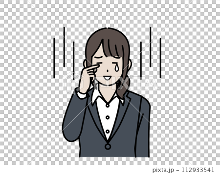 Illustration of a female office worker shedding tears 112933541