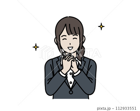 喜ぶ女性会社員のイラスト 112933551
