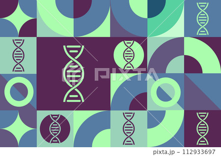 National DNA Day. April 25. Seamless geometric pattern. Template for background, banner, card 112933697