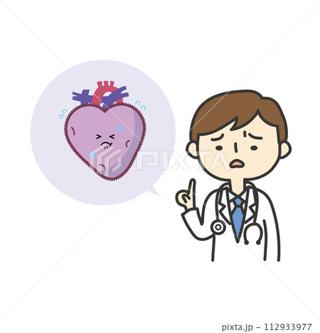 心臓の説明をする医師 112933977