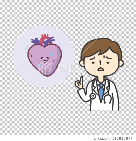 心臓の説明をする医師 112933977