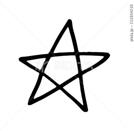 星　六芒星　黒　手描き 112934210