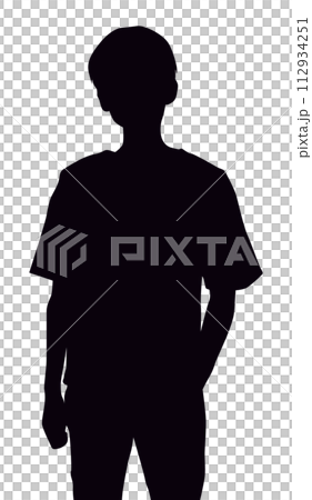 ポケットに手を入れた10代の少年のシルエット ポケットに手を入れた10代の少年のシルエット 112934251