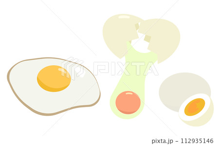 目玉焼きと生卵とゆで卵 112935146
