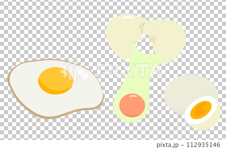目玉焼きと生卵とゆで卵 112935146