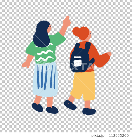 Hand-drawn illustration of a woman from the back Hand-drawn illustration of a woman from the back 112935200