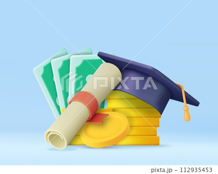 3D Graduation Cap and Diploma 112935453
