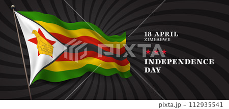 Zimbabwe independence day vector banner, greeting card. 112935541