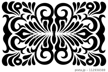 Black and White Swirly Ornament, Vector Illustration 112938389
