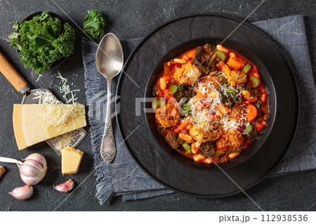 ribollita, italian soup with bread, beans, veggies ribollita, italian soup with bread, beans, veggies 112938536