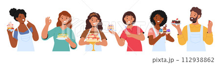 Radiant Women Hold Homemade Desserts With Pride, Sweet Masterpiece Reflecting their Culinary Prowess And Passion 112938862