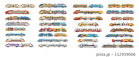 AI-generated content. Trains railway carriage cartoon big vector bundle. Diesel electric locomotives transport wagons, high speed modern old rail vehicles illustrations isolated on white background AI-generated content. Trains railway carriage cartoon big vector bundle. Diesel electric locomotives transport wagons, high speed modern old rail vehicles illustrations isolated on white background 112939006