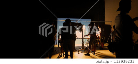 video production behind the scenes of making of TV commercial movie shoot 112939233