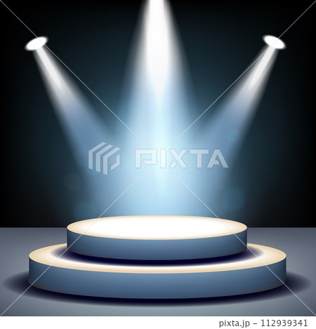 Spotlight Shining on Empty Stage, Vector Illustration 112939341
