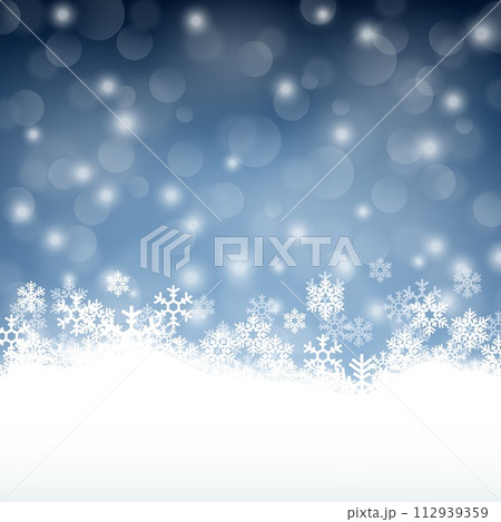 Winter Background with Beautiful Various Snowflakes, Vector Illustration 112939359