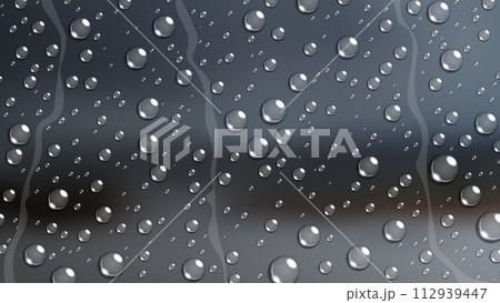 Rain Drop on Windshield Car Window with Blurred Nature, Vector Illustration 112939447