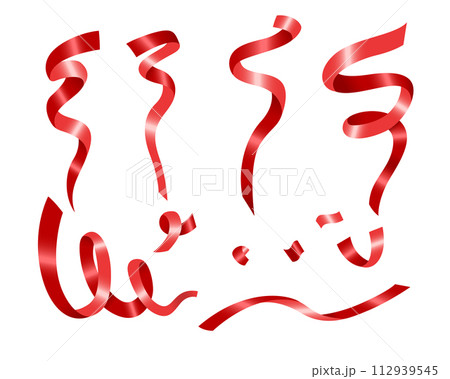 Red Shiny Ribbon Sets, Vector Illustration Red Shiny Ribbon Sets, Vector Illustration 112939545